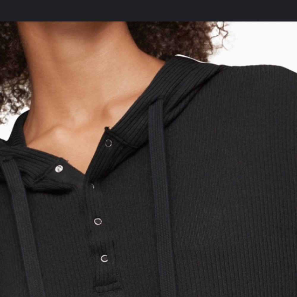 Calvin Klein Ease long sleeve hoody ribbed. Choose black
